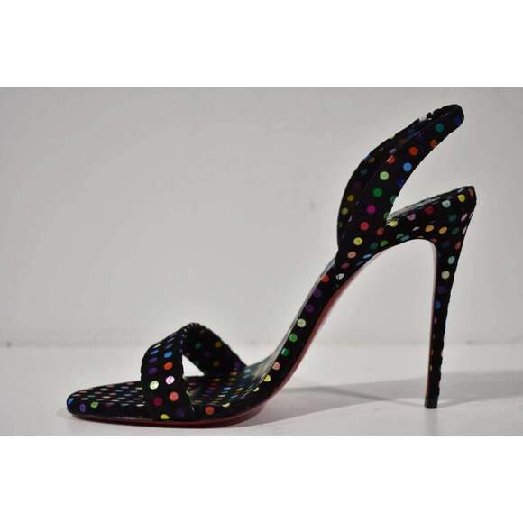 Christian Louboutin O Marylin 100 Black Polka Dot Slingback Sandal Heel Pump 40 - Picture 8 of 12